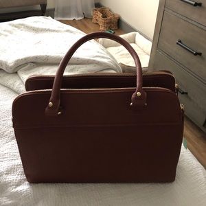 Brown leather laptop bag